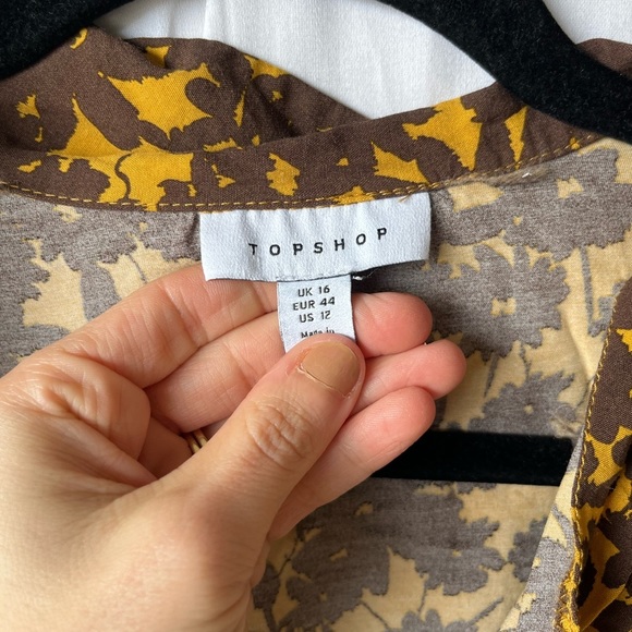 Top Shop Floral Jacquard Top Golden Yellow & Brown - Picture 7 of 15